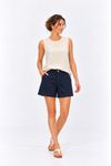 Blusa linho botoes costas marinho.